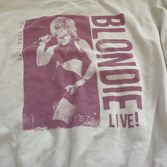 American Eagle Blondie Oversized Crewneck Sweatshirt Cream Pink XS - Picture 2 of 11